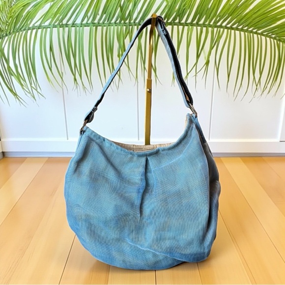 SMATERIA Blue Slouchy Recycled Mesh Shoulder Bag – Eco-Friendly Upcycled Style - Picture 1 of 13